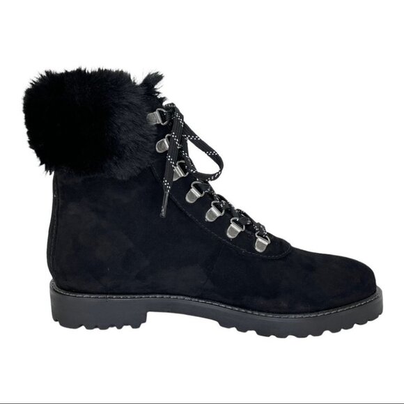 Kenneth Cole Reaction Trail Boot Black Faux Suede Faux Trim Womens Ankle Boots - Picture 3 of 12